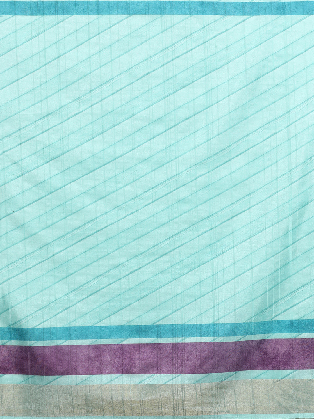 Blocky Stripes Soft Silk Zari Border Printed Saree