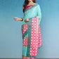 Chevron Striped Digital Printed Colorblocked Saree