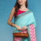 Chevron Striped Digital Printed Colorblocked Saree