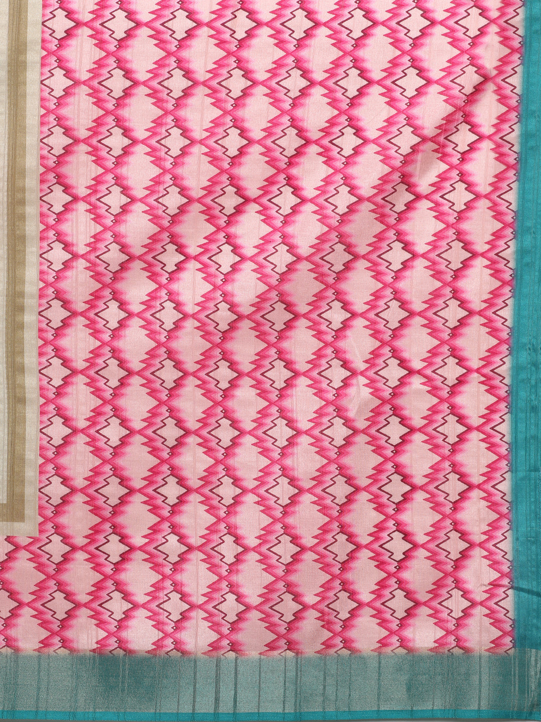 Chevron Striped Digital Printed Colorblocked Saree