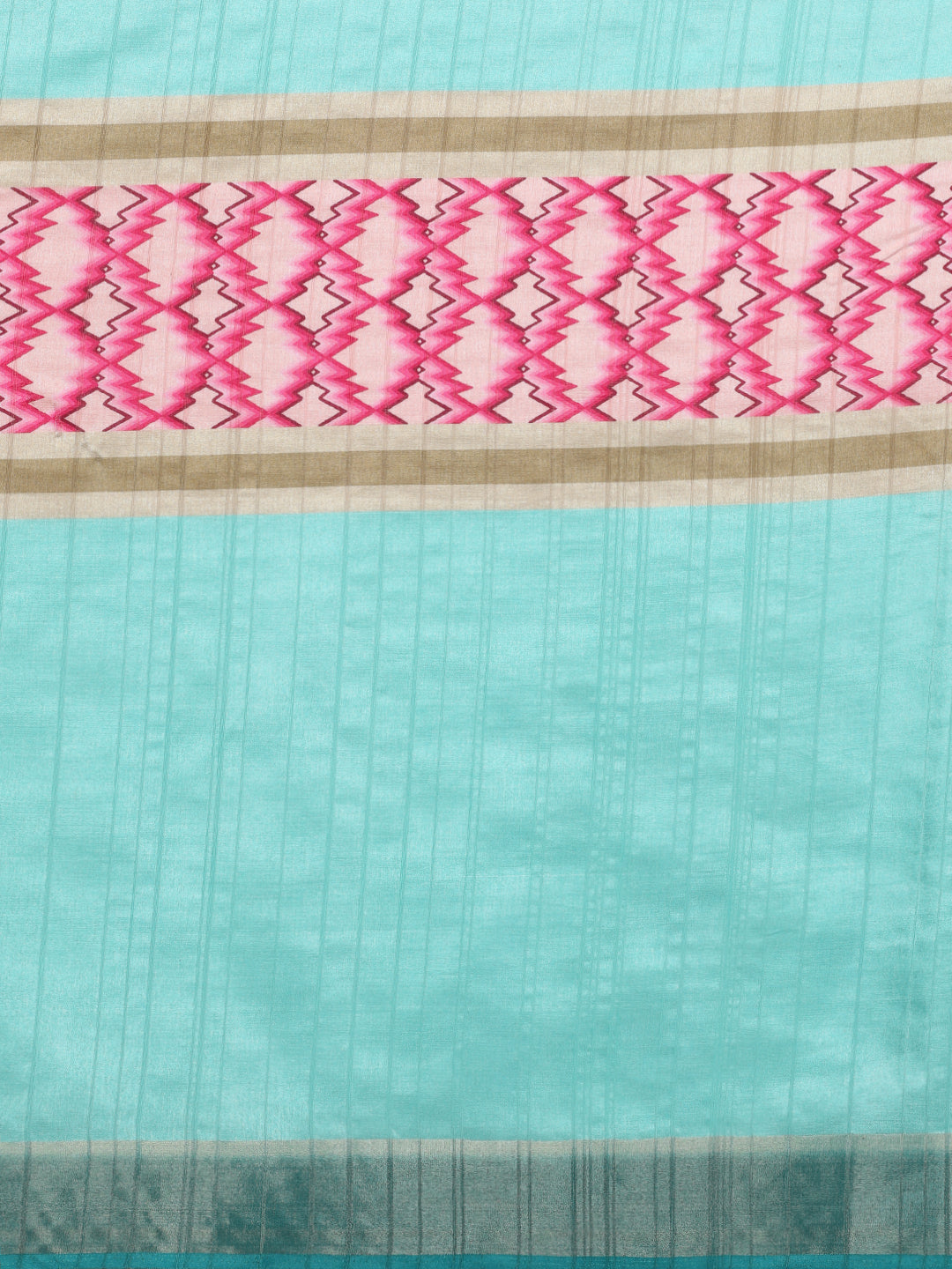 Chevron Striped Digital Printed Colorblocked Saree