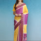 Color Blocked Zari Border Printed Silk Saree