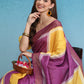 Color Blocked Zari Border Printed Silk Saree