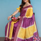 Color Blocked Zari Border Printed Silk Saree