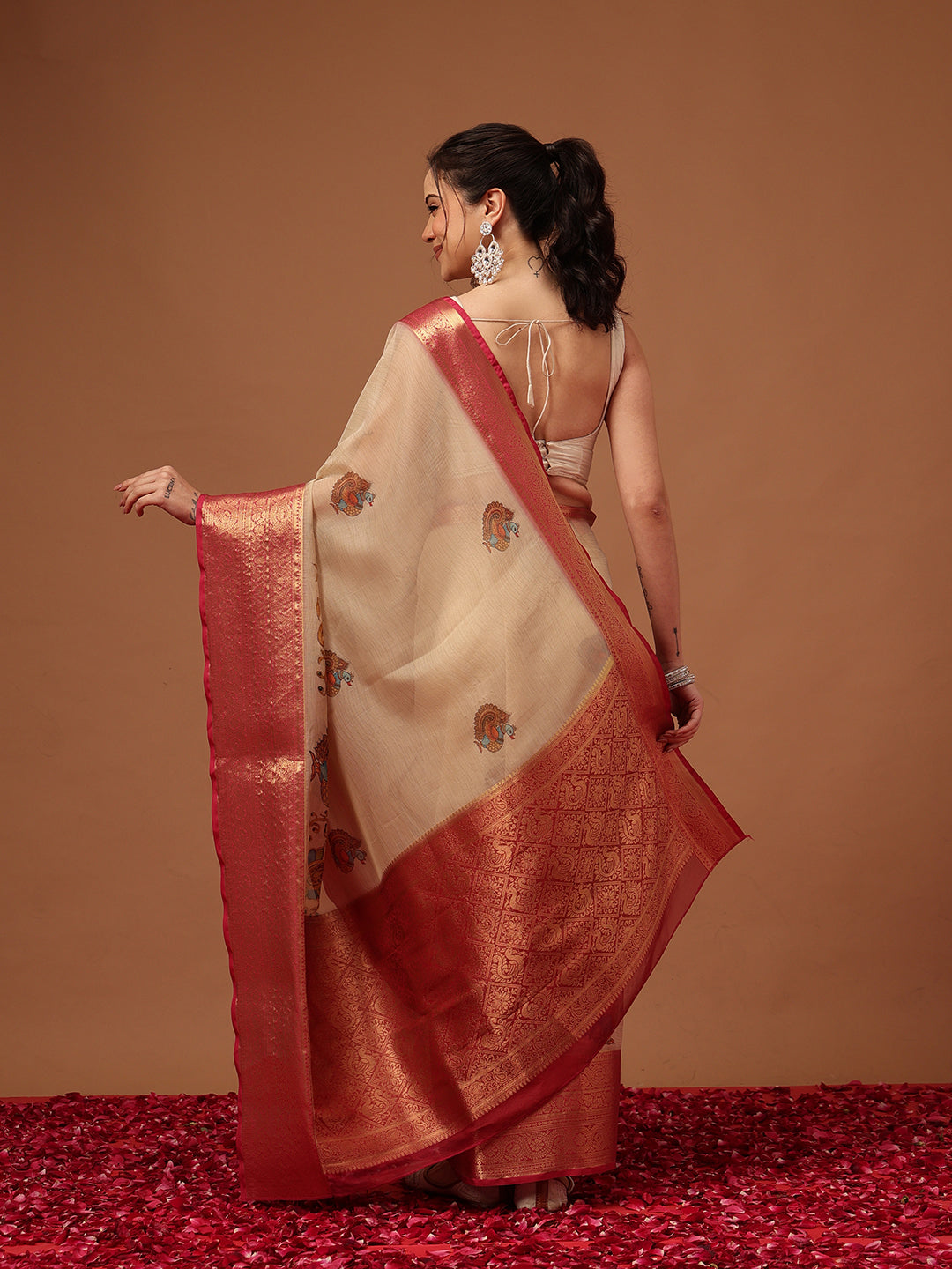 Kalamkari Digital Printed Georgette Saree With Rich Pallu