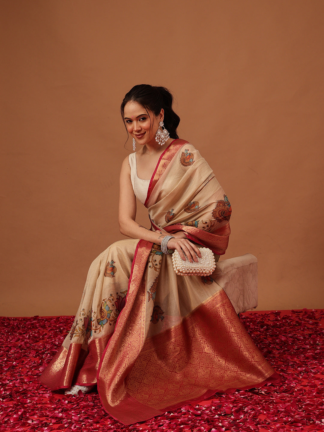 Kalamkari Digital Printed Georgette Saree With Rich Pallu