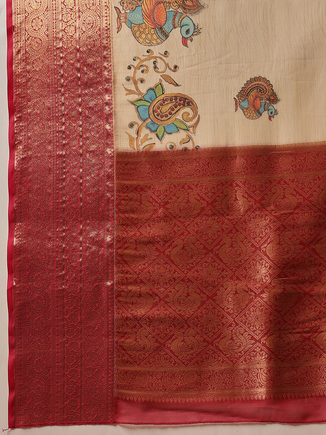 Kalamkari Digital Printed Georgette Saree With Rich Pallu