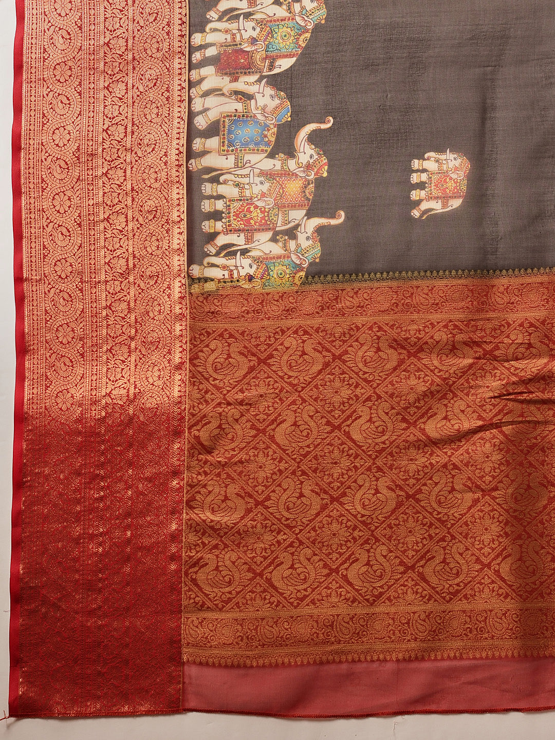 Kalamkari Digital Printed Georgette Saree With Rich Pallu