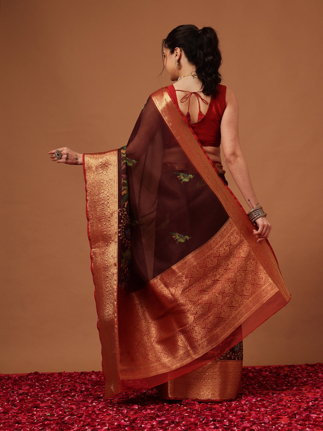 Kalamkari Digital Printed Georgette Saree With Rich Pallu