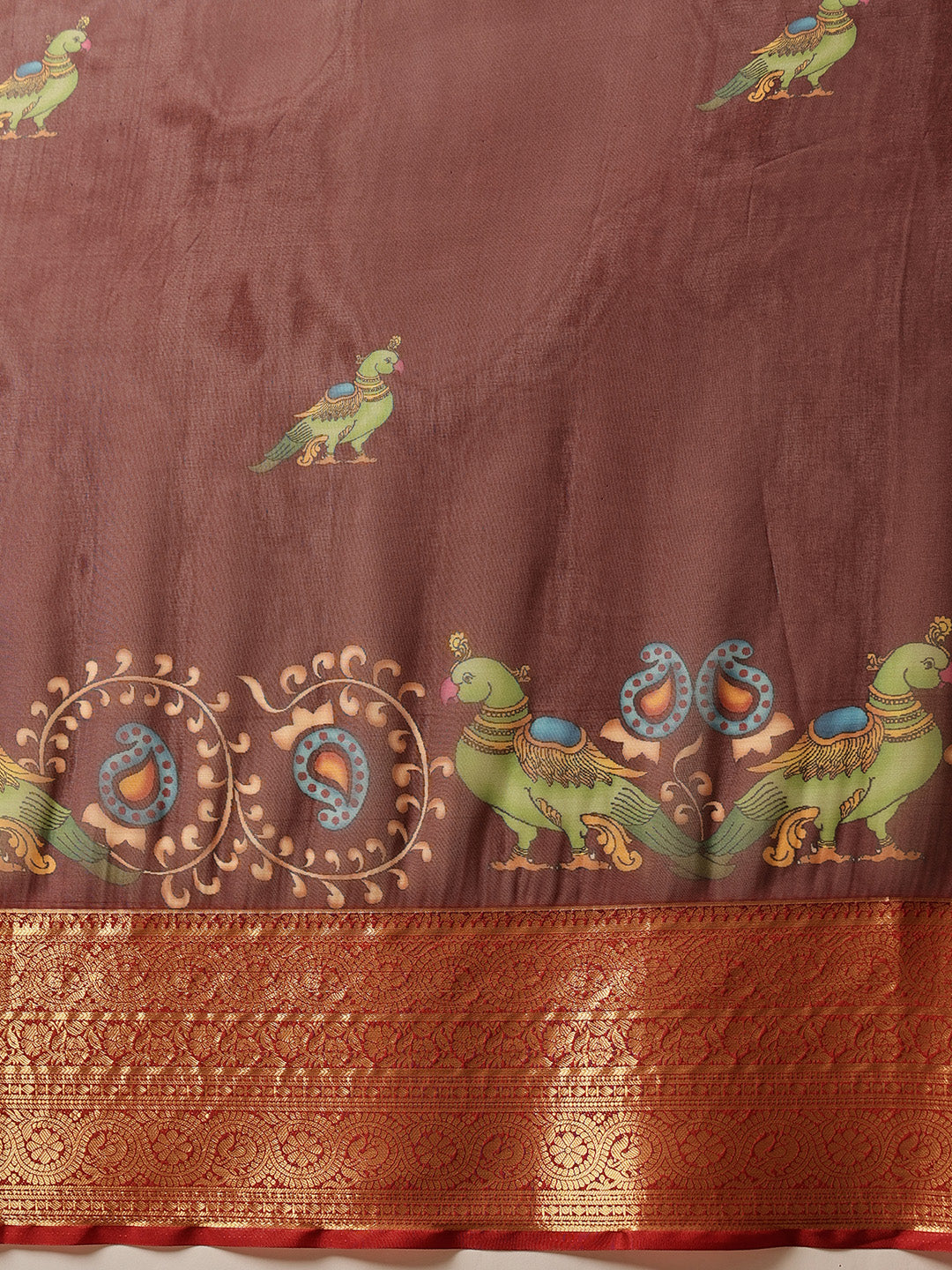 Kalamkari Digital Printed Georgette Saree With Rich Pallu