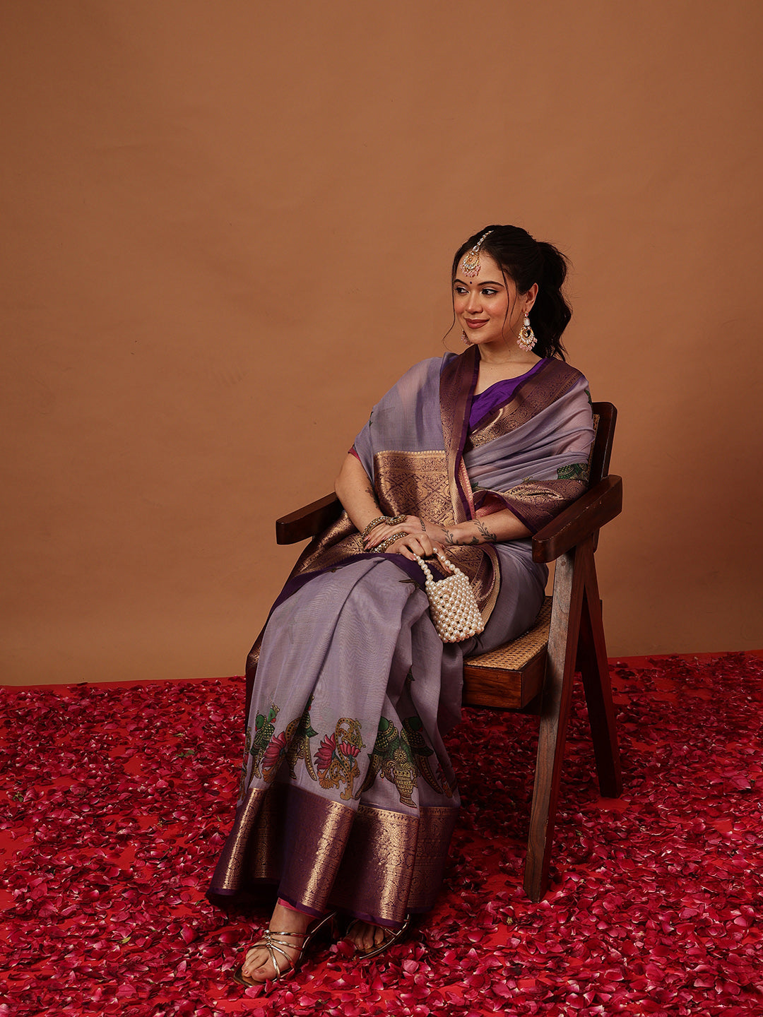 Kalamkari Digital Printed Georgette Saree With Rich Pallu