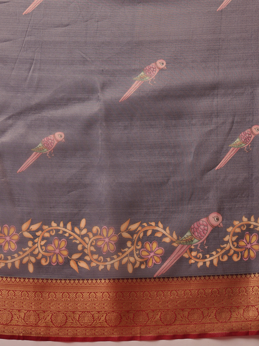 Banarasi Soft Crush Tissue Zari Digital Printed Pichwai Saree With Rich Pallu