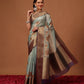Banarasi Soft Crush Tissue Zari Digital Printed Pichwai Saree With Rich Pallu