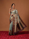 Banarasi Soft Crush Tissue Zari Digital Printed Pichwai Saree With Rich Pallu