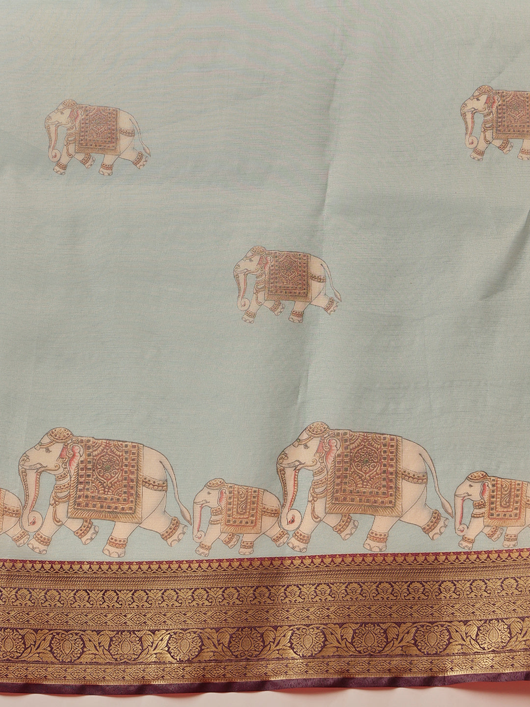 Banarasi Soft Crush Tissue Zari Digital Printed Pichwai Saree With Rich Pallu