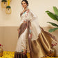 Women's Soft Muga Silk Solid Saree With Printed Border & Unstitched Blouse Piece