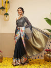 Women's Soft Muga Silk Solid Saree With Printed Border & Unstitched Blouse Piece