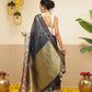 Women's Soft Muga Silk Solid Saree With Printed Border & Unstitched Blouse Piece
