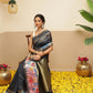 Women's Soft Muga Silk Solid Saree With Printed Border & Unstitched Blouse Piece