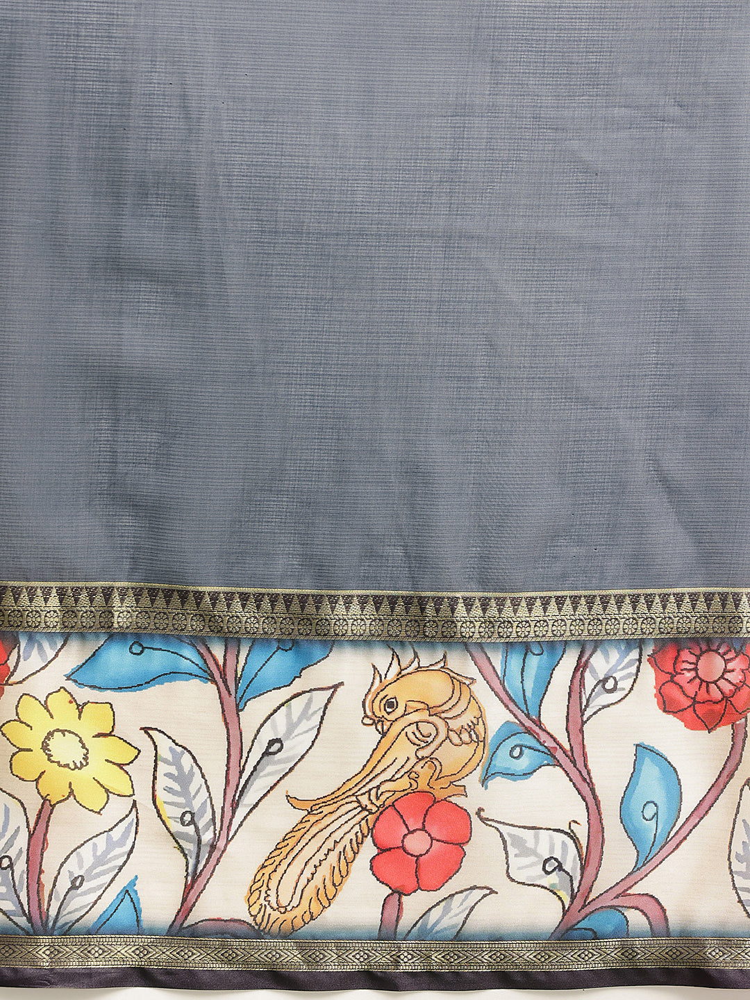 Women's Soft Muga Silk Solid Saree With Printed Border & Unstitched Blouse Piece