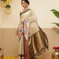 Women's Soft Muga Silk Solid Saree With Printed Border & Unstitched Blouse Piece