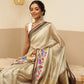 Women's Soft Muga Silk Solid Saree With Printed Border & Unstitched Blouse Piece