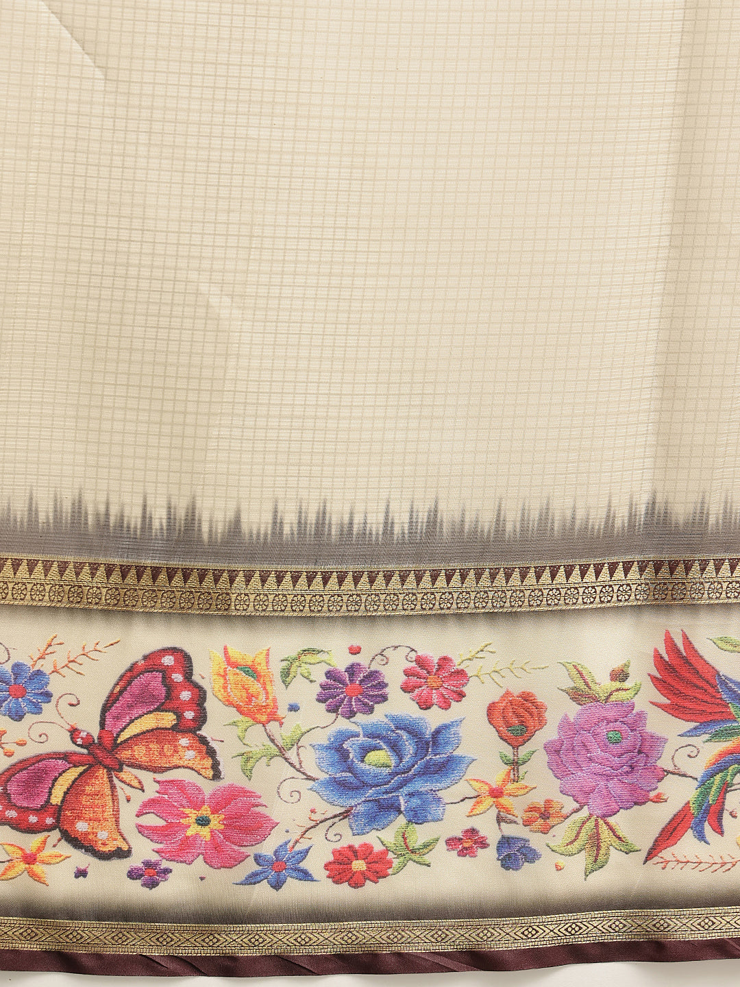 Women's Soft Muga Silk Solid Saree With Printed Border & Unstitched Blouse Piece