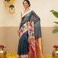 Women's Soft Muga Silk Solid Saree With Printed Border & Unstitched Blouse Piece