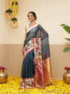 Women's Soft Muga Silk Solid Saree With Printed Border & Unstitched Blouse Piece