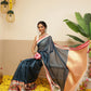 Women's Soft Muga Silk Solid Saree With Printed Border & Unstitched Blouse Piece
