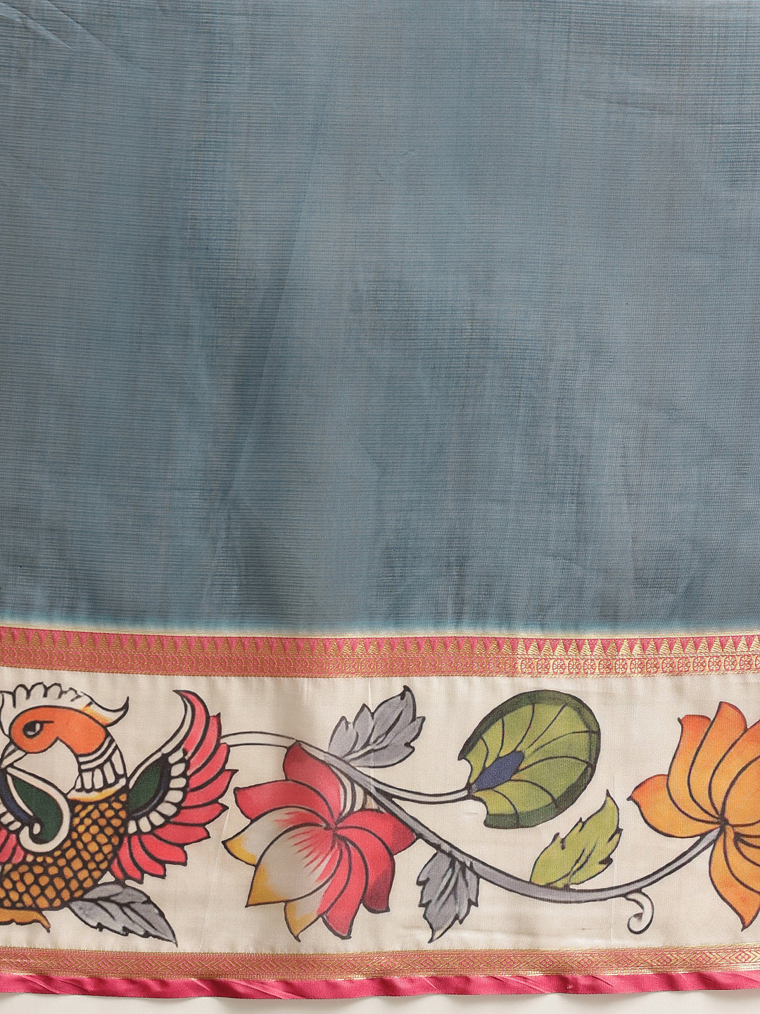 Women's Soft Muga Silk Solid Saree With Printed Border & Unstitched Blouse Piece