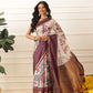 Women's Soft Muga Silk Solid Saree With Printed Border & Unstitched Blouse Piece