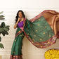 Women's Soft Muga Silk Solid Saree With Printed Border & Unstitched Blouse Piece