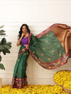 Women's Soft Muga Silk Solid Saree With Printed Border & Unstitched Blouse Piece