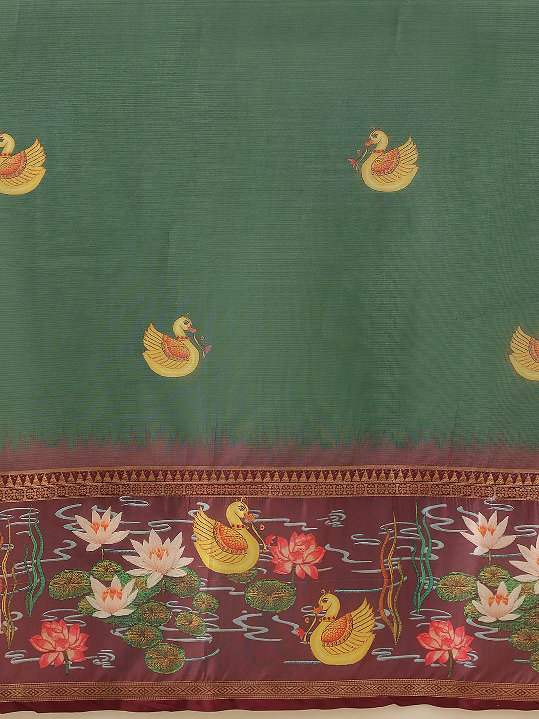 Women's Soft Muga Silk Solid Saree With Printed Border & Unstitched Blouse Piece