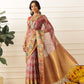 Women's Soft Muga Silk Solid Saree With Printed Border & Unstitched Blouse Piece