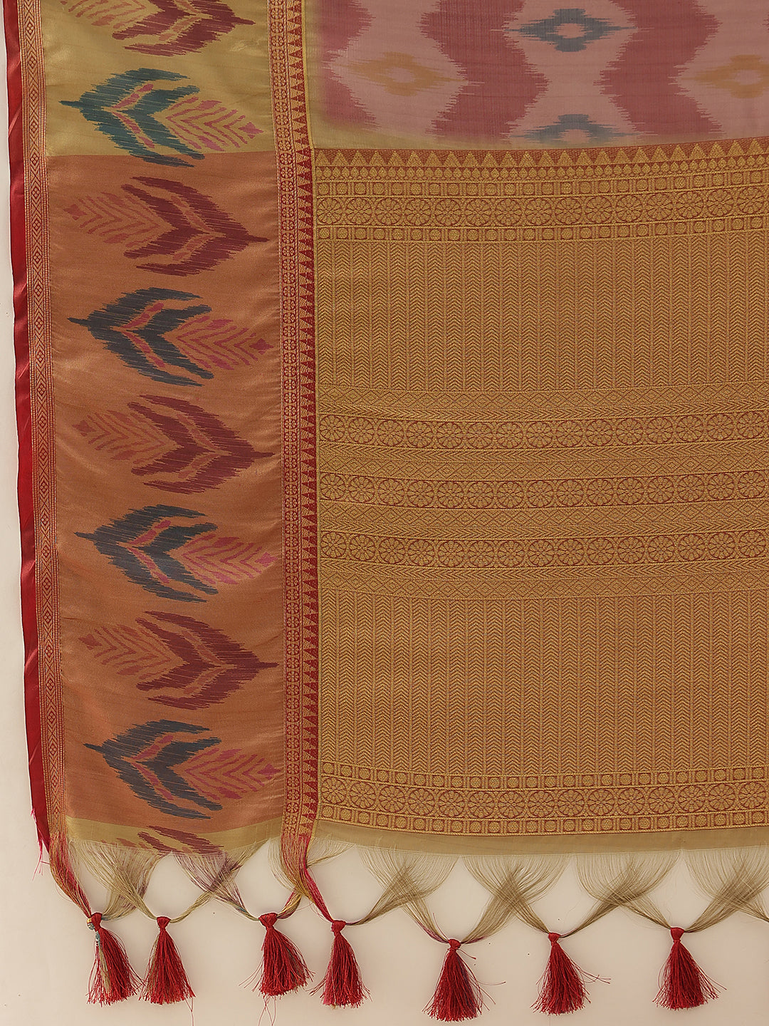 Women's Soft Muga Silk Solid Saree With Printed Border & Unstitched Blouse Piece