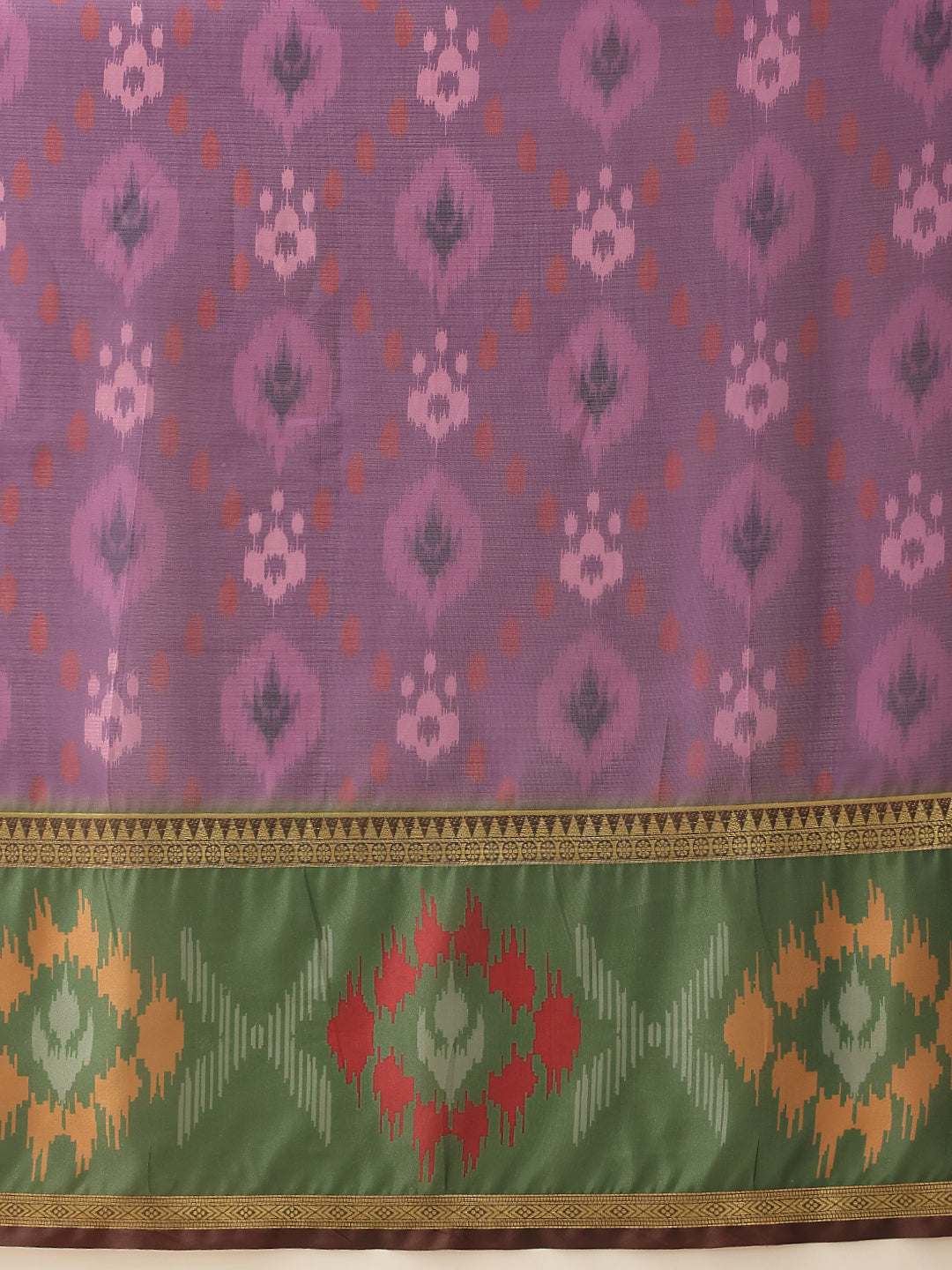 Women's Soft Muga Silk Solid Saree With Printed Border & Unstitched Blouse Piece