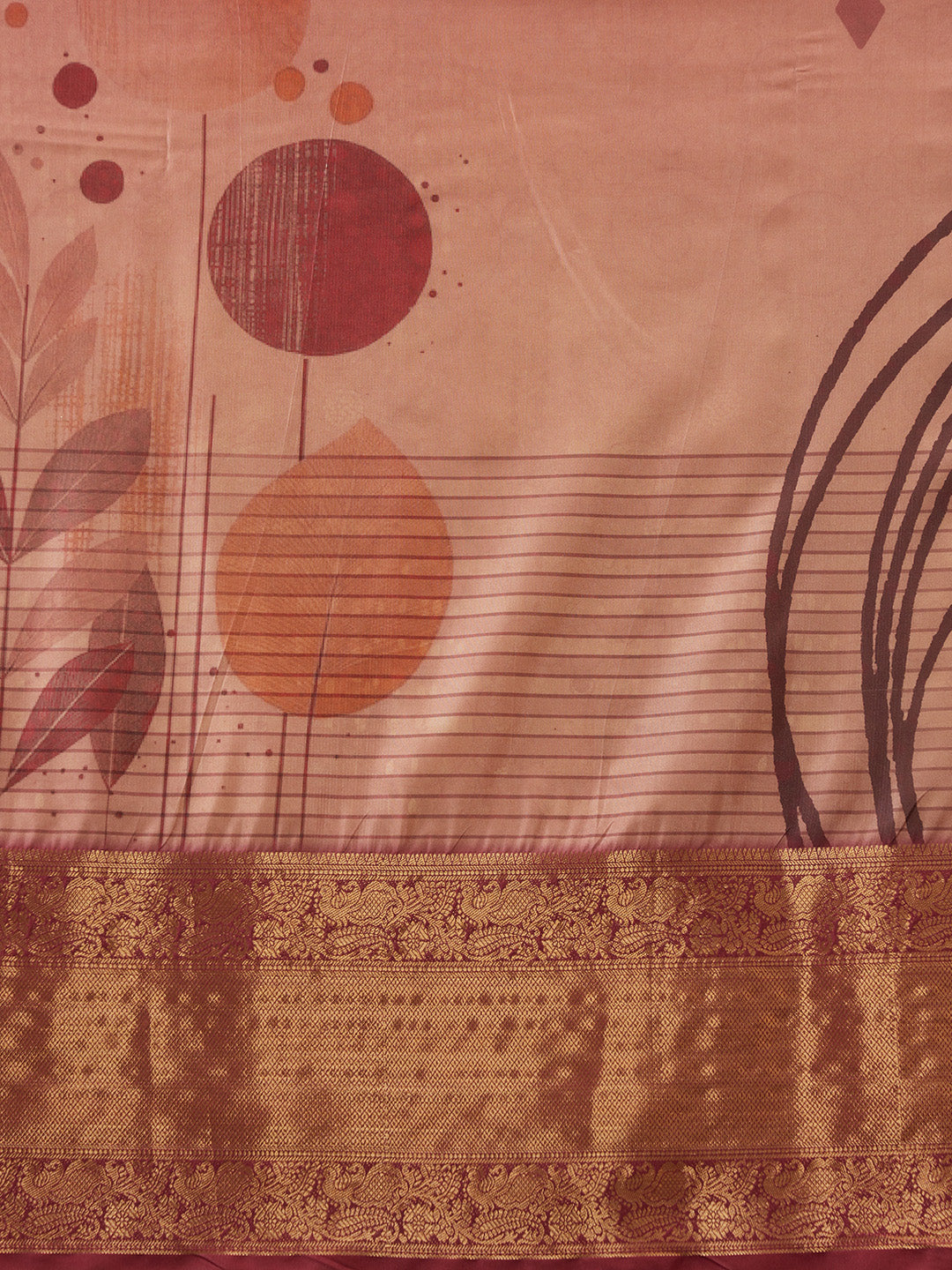 Tusser Soft Silk Digital Print Zari Woven Saree