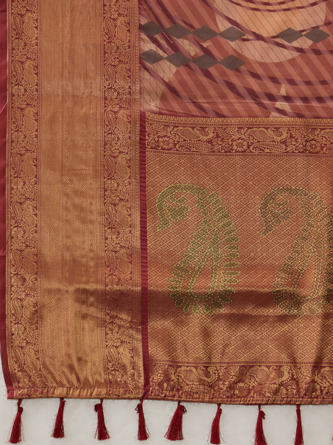 Tusser Soft Silk Digital Print Zari Woven Saree