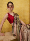 Tusser Soft Silk Digital Print Zari Woven Saree