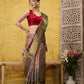 Tusser Soft Silk Digital Print Zari Woven Saree