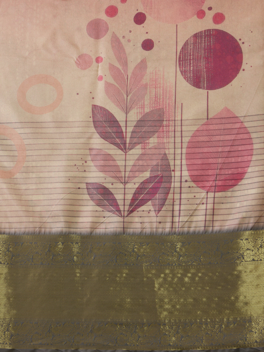 Tusser Soft Silk Digital Print Zari Woven Saree