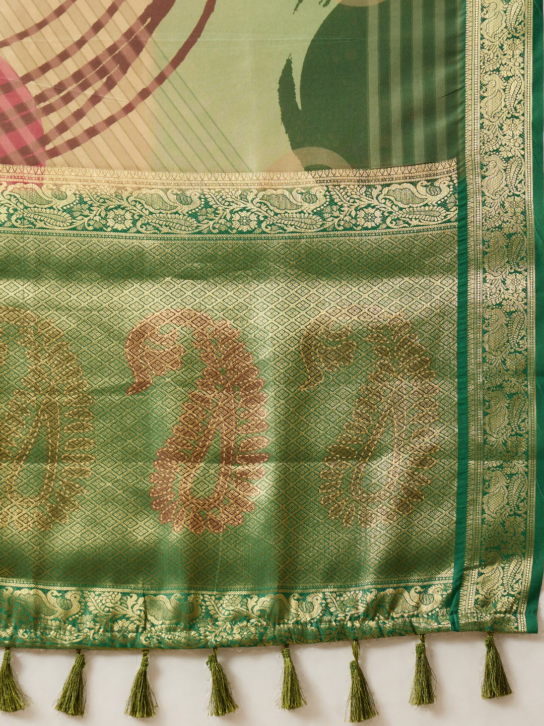 Tusser Soft Silk Digital Print Zari Woven Saree