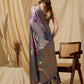 Tusser Soft Silk Digital Print Zari Woven Saree