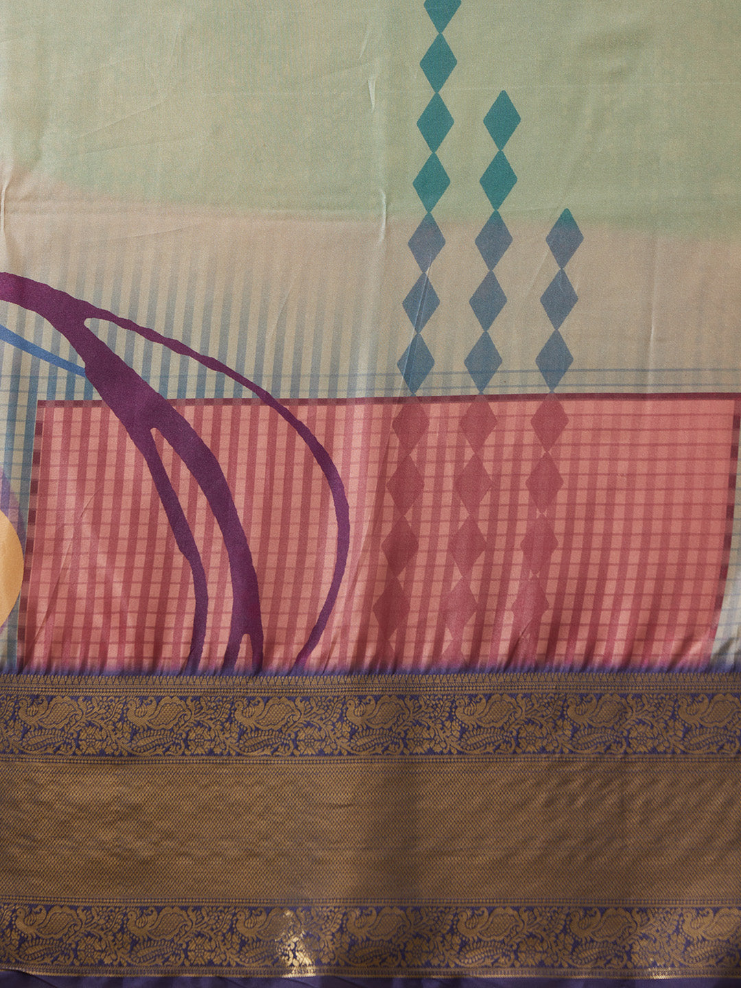 Tusser Soft Silk Digital Print Zari Woven Saree