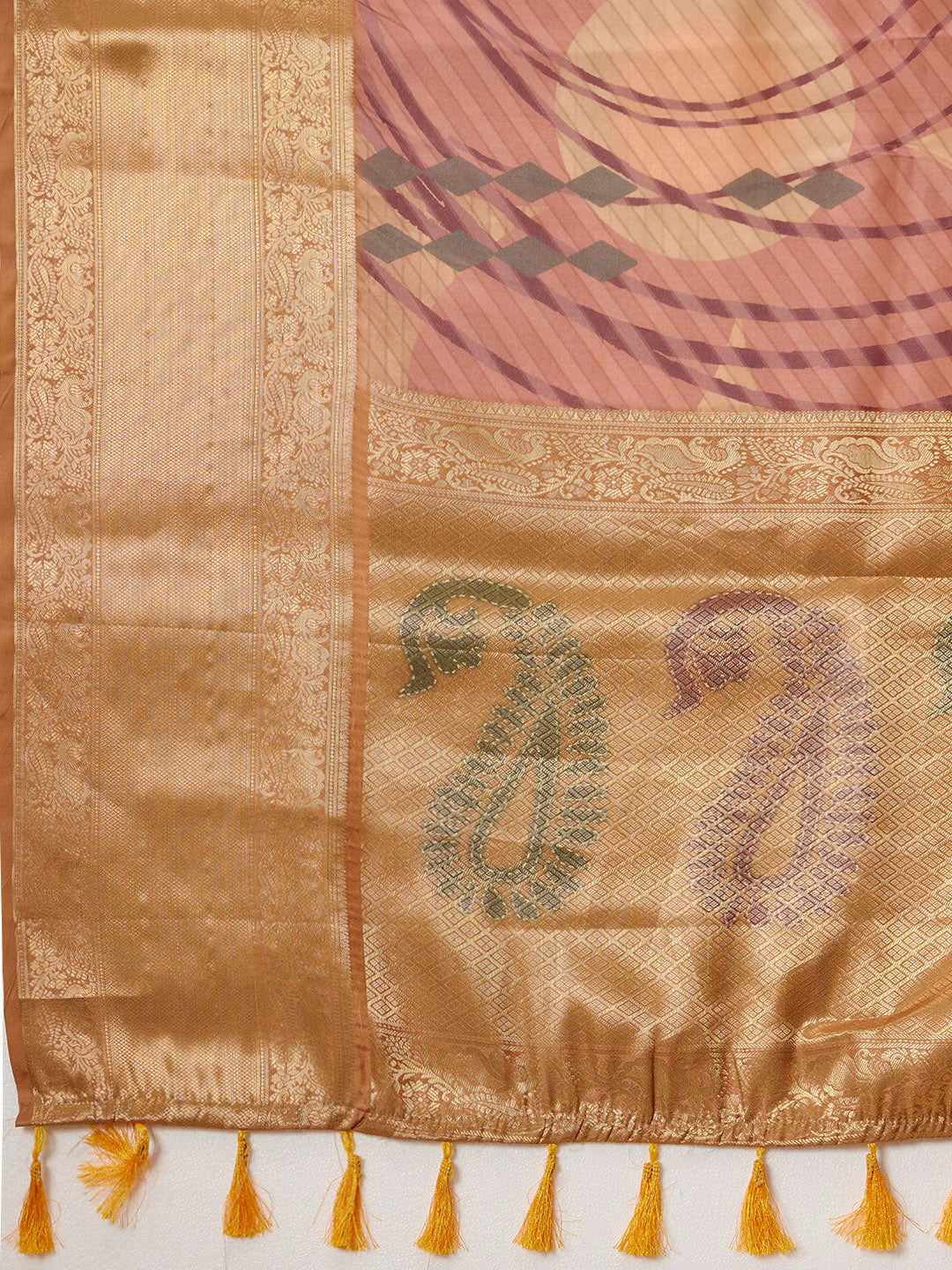 Tusser Soft Silk Digital Print Zari Woven Saree
