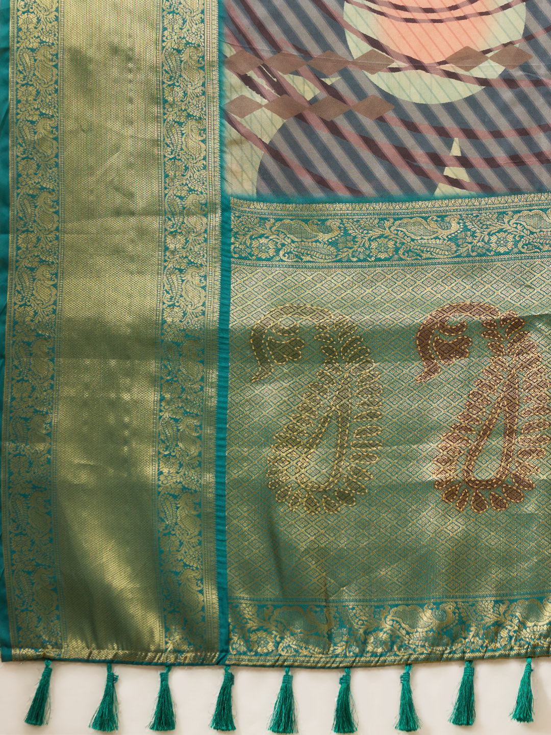 Tusser Soft Silk Digital Print Zari Woven Saree