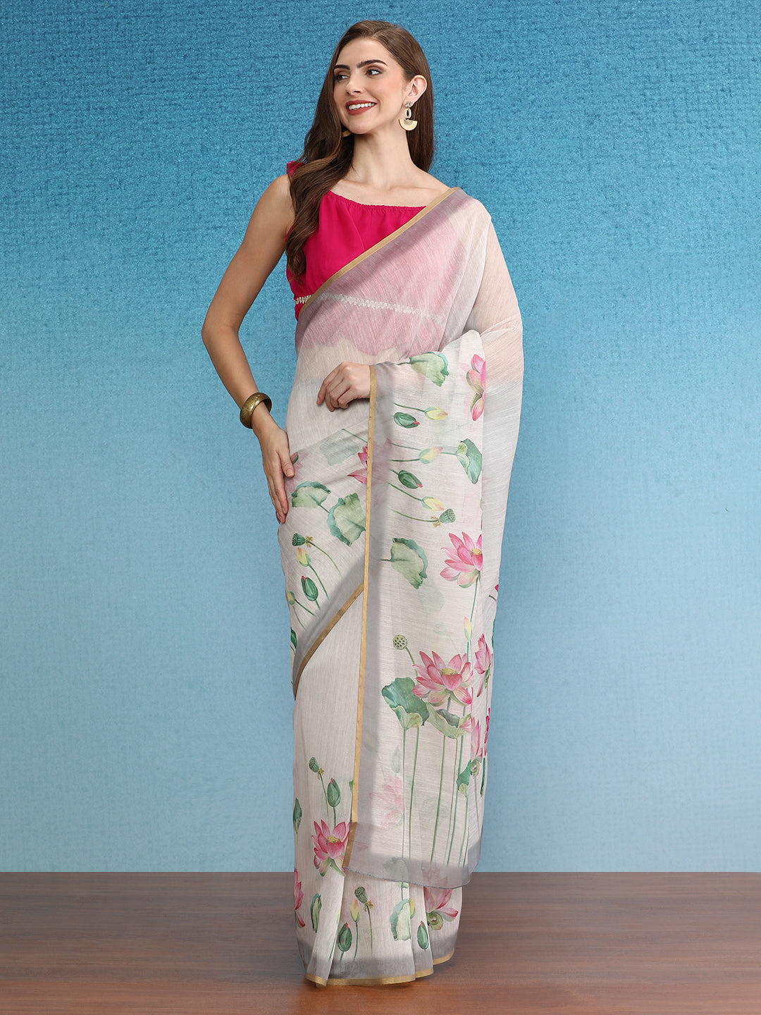 Chanderi Cotton Digital Printed Saree