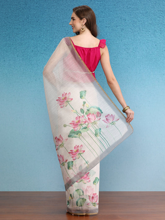 Chanderi Cotton Digital Printed Saree